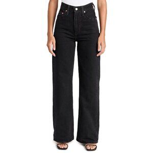 Levi's Women's Ribcage Wide Leg Jeans, Rosie Posie, Black, 25